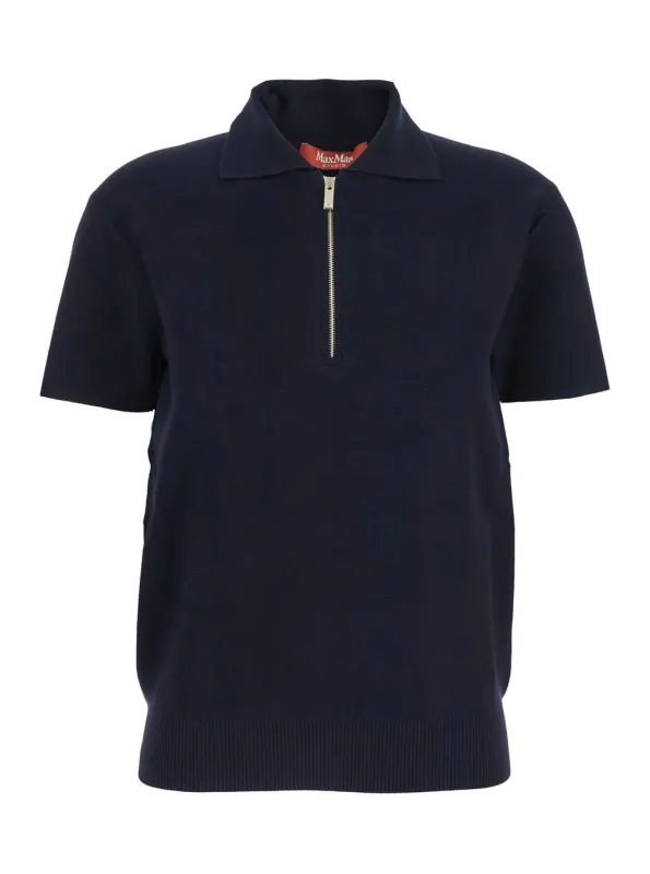 'Teti' Blue Polo Shirt with Classic Collar made by MaxMara