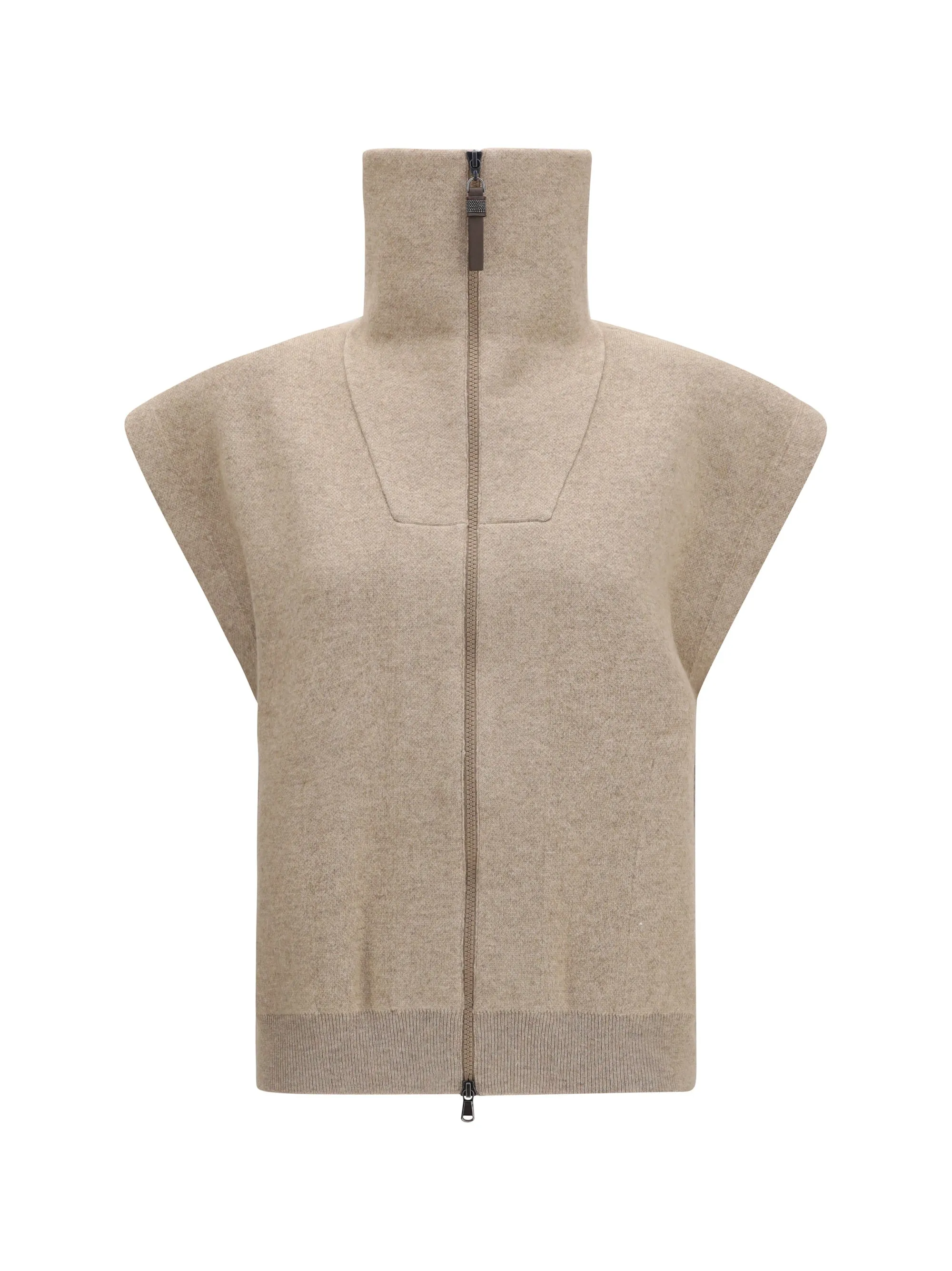 Cardigan High-Neck Zip Brown Cashmere sold by Lord & Taylor