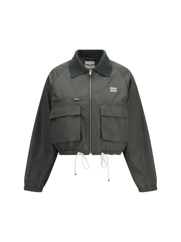Technical Fabric Jacket Forest Green made by Miu Miu