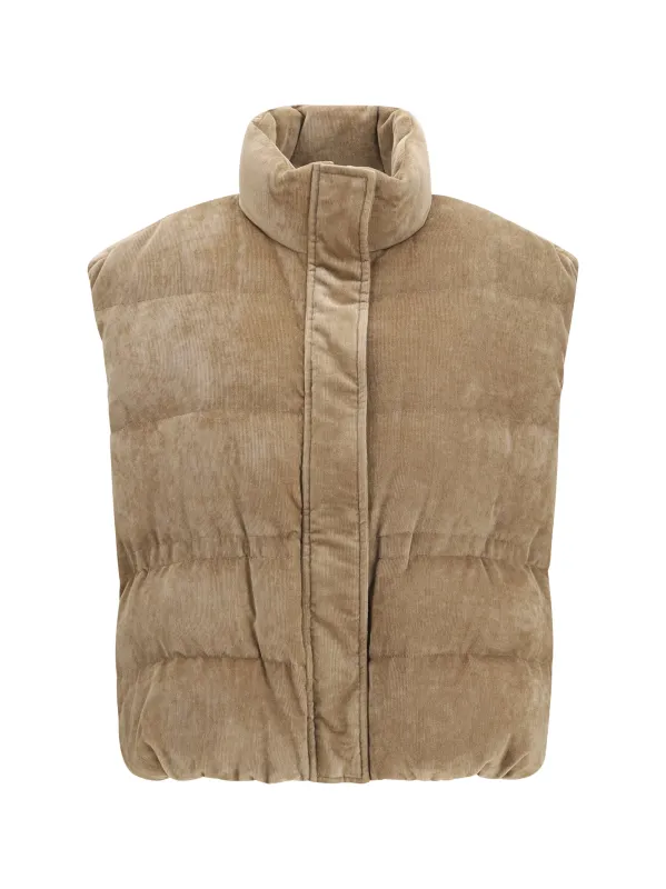 Sleeveless Padded Vest Cappuccino made by Brunello Cucinelli