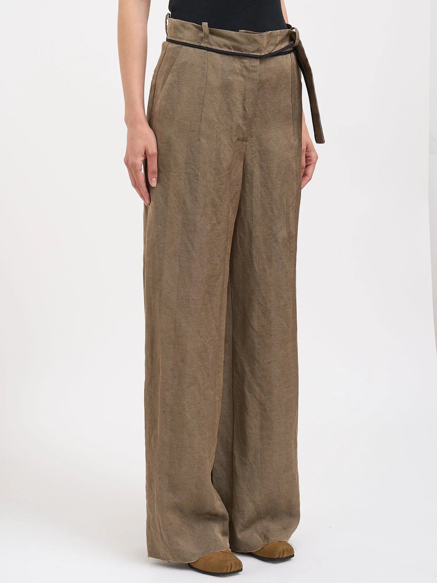 WIDE LEG PANTS WITH BELT sold by Lord & Taylor product image thumbnail 3