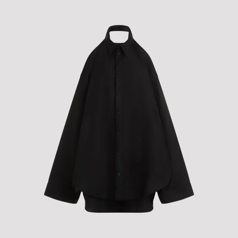 Balenciaga Shirt Dress, Black Cotton with Suspended Collar made by Balenciaga