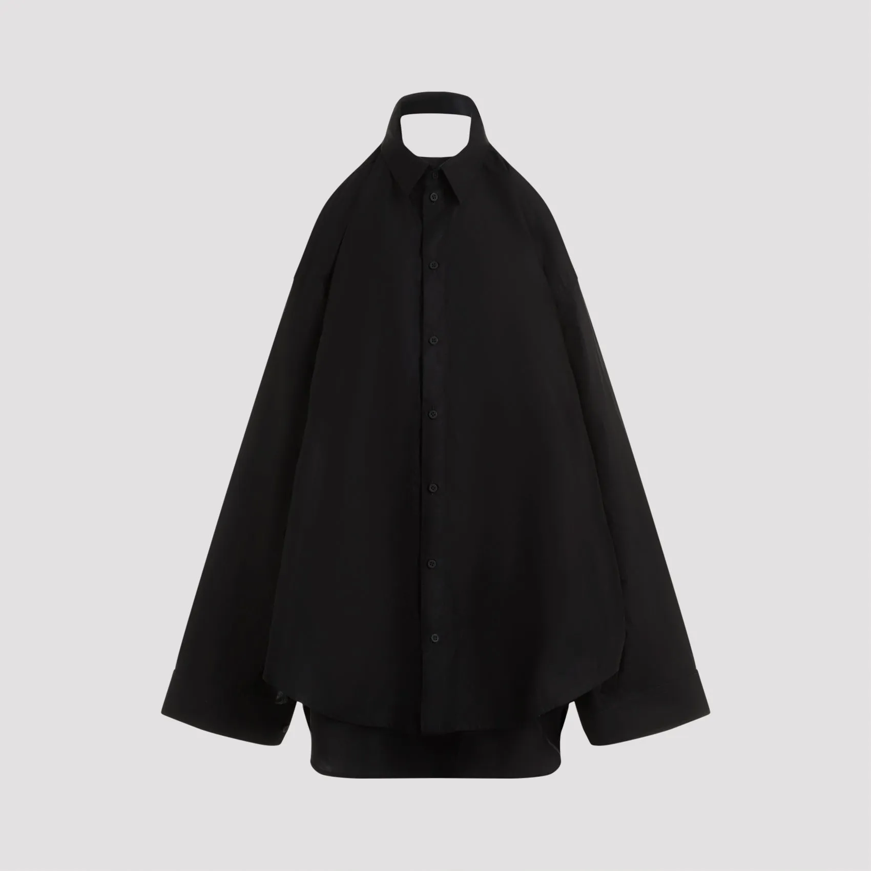 Balenciaga Shirt Dress, Black Cotton with Suspended Collar sold by Lord & Taylor