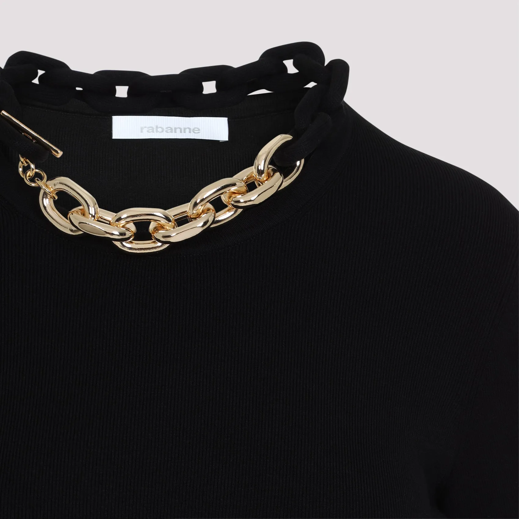 Rabanne Silk Mini Dress, Black with Chain Necklace Detail sold by Lord & Taylor product image thumbnail 5