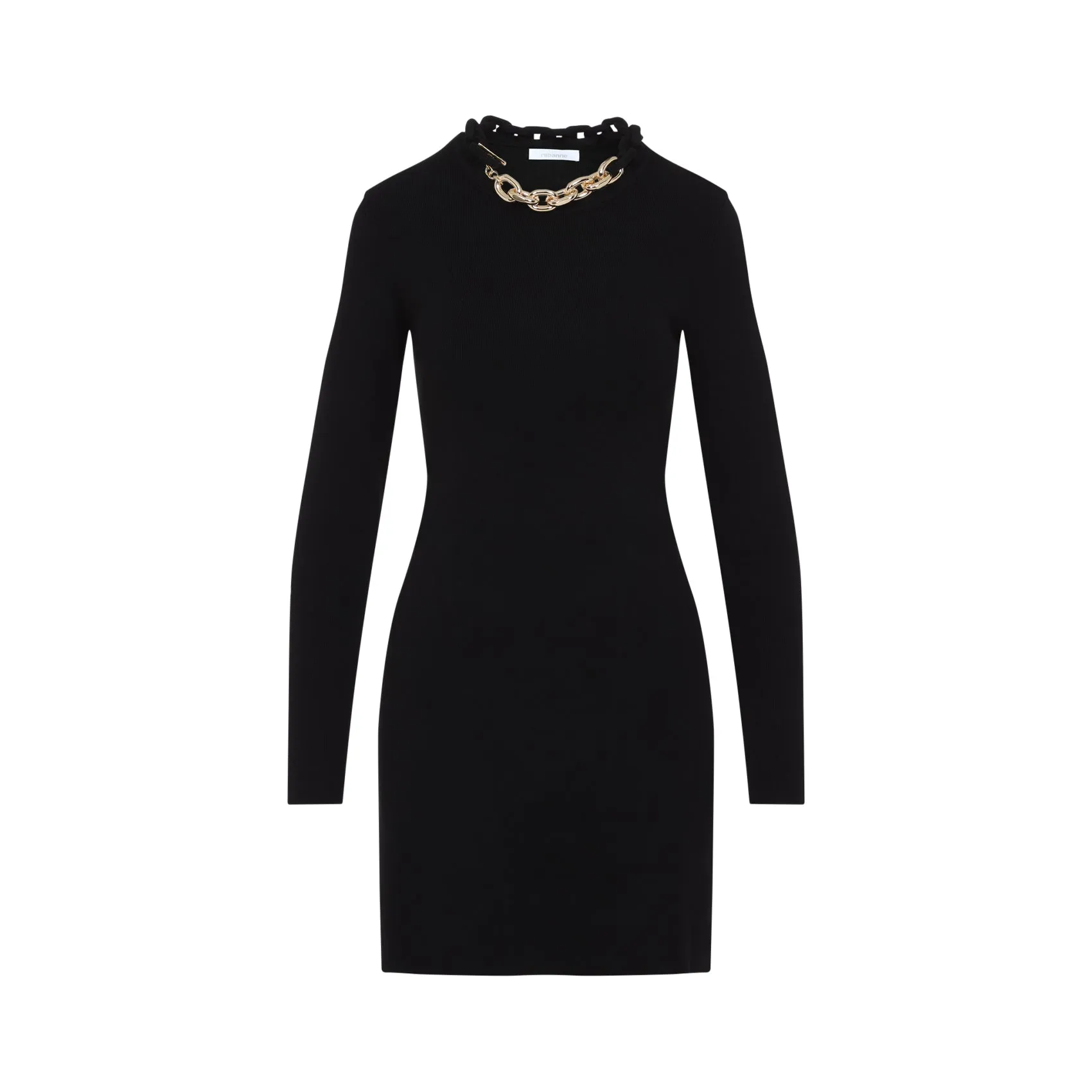 Rabanne Silk Mini Dress, Black with Chain Necklace Detail sold by Lord & Taylor product image thumbnail 2