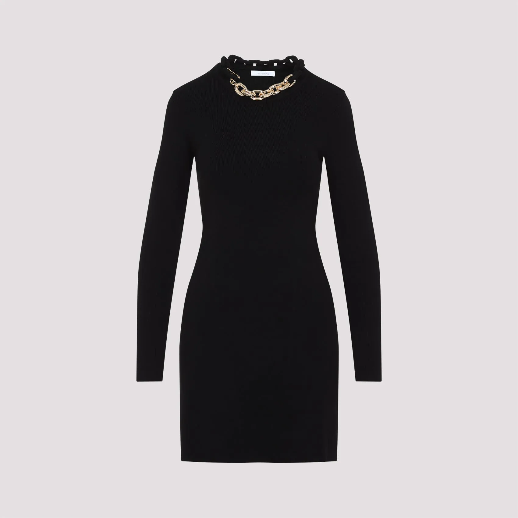 Rabanne Silk Mini Dress, Black with Chain Necklace Detail sold by Lord & Taylor