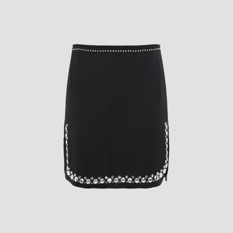Rabanne Mini Skirt, Black with Studded Sequin Trim made by Rabanne
