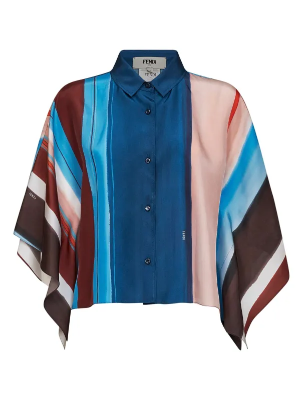 Cropped Silk Shirt Venetian Stripes made by Fendi