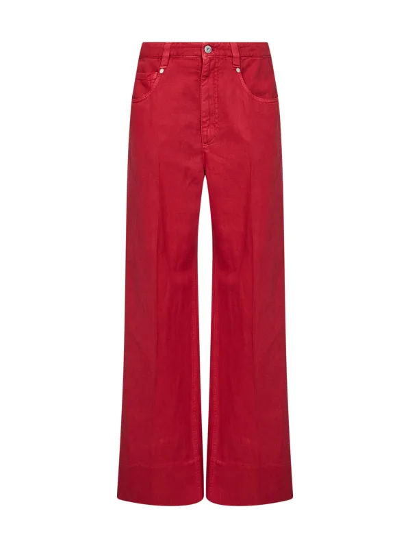 Loose Jeans Crimson Cotton-Linen made by Brunello Cucinelli
