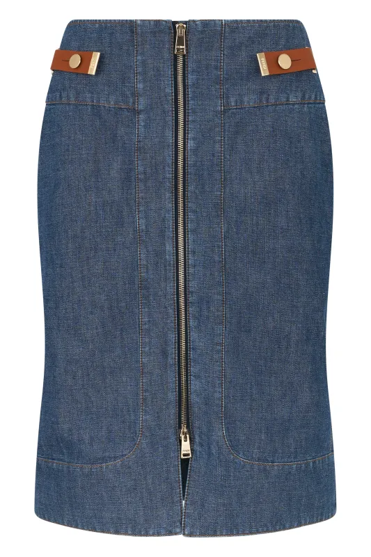 DENIM SKIRT WITH ZIPPER made by Fendi