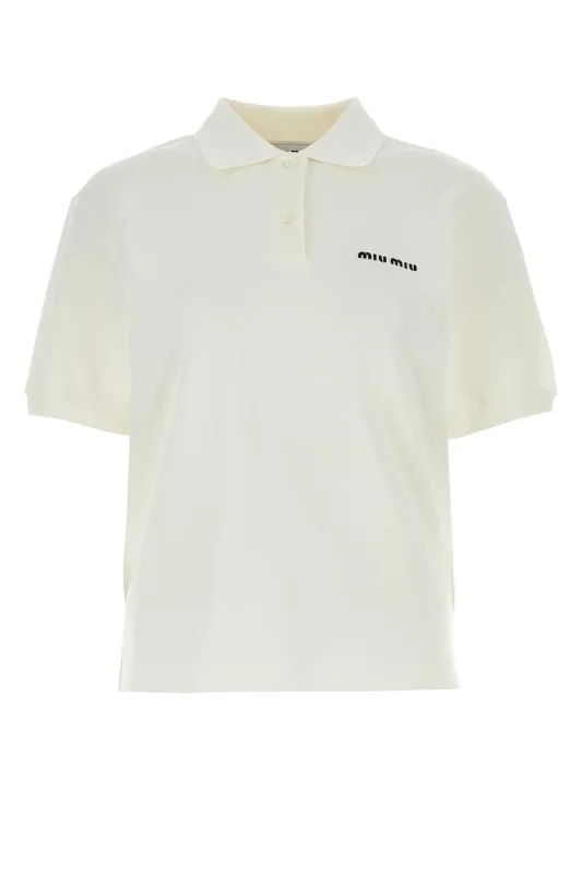 IVORY PIQUET POLO SHIRT made by Miu Miu
