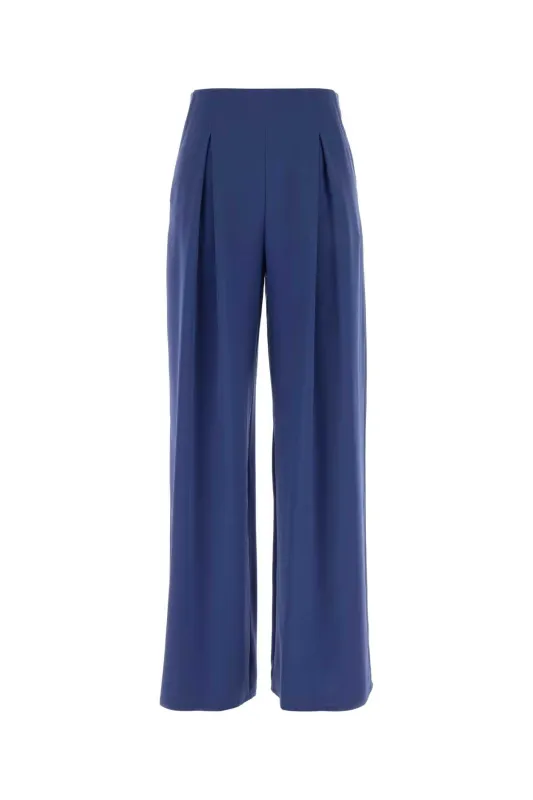 BLUE STRETCH SATIN PALUDE PALAZZO PANT made by MaxMara