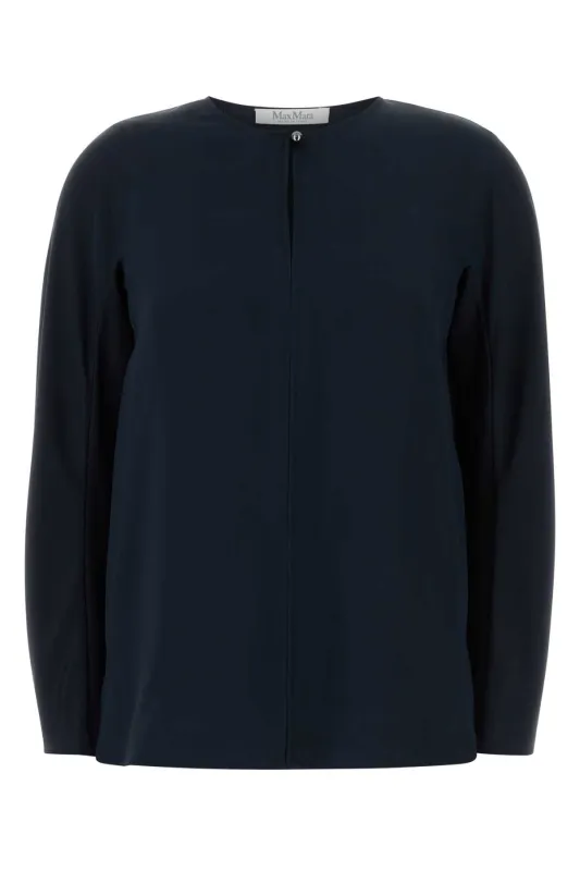 MIDNIGHT BLUE STRETCH SILK MITICO BLOUSE made by MaxMara