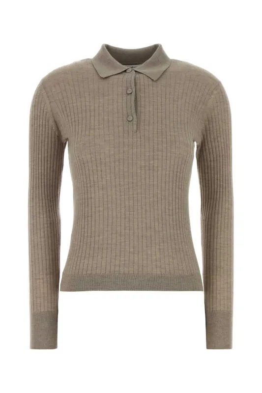 DOVE GREY CASHMERE BLEND GITANO POLO SHIRT made by MaxMara
