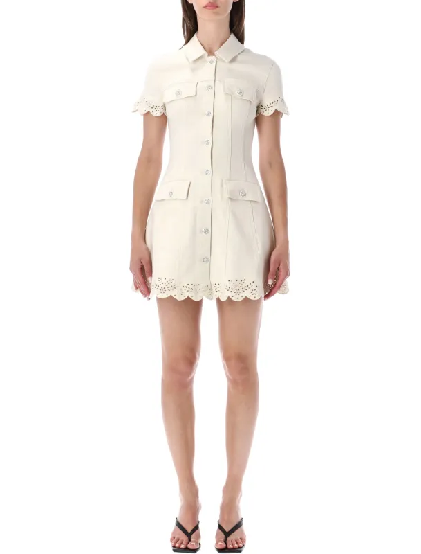 SELF-PORTRAIT COLLARED DENIM MINI DRESS made by Self-Portrait