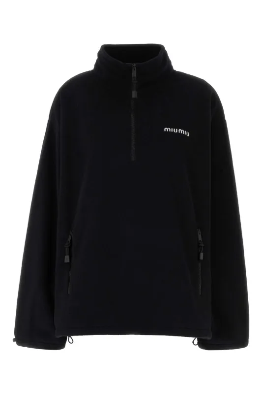 BLACK PILE OVERSIZE SWEATSHIRT made by Miu Miu