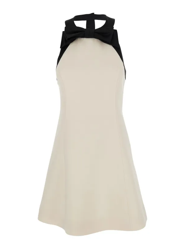 Mini Sleeveless Dress White Wool-Silk Blend made by Valentino