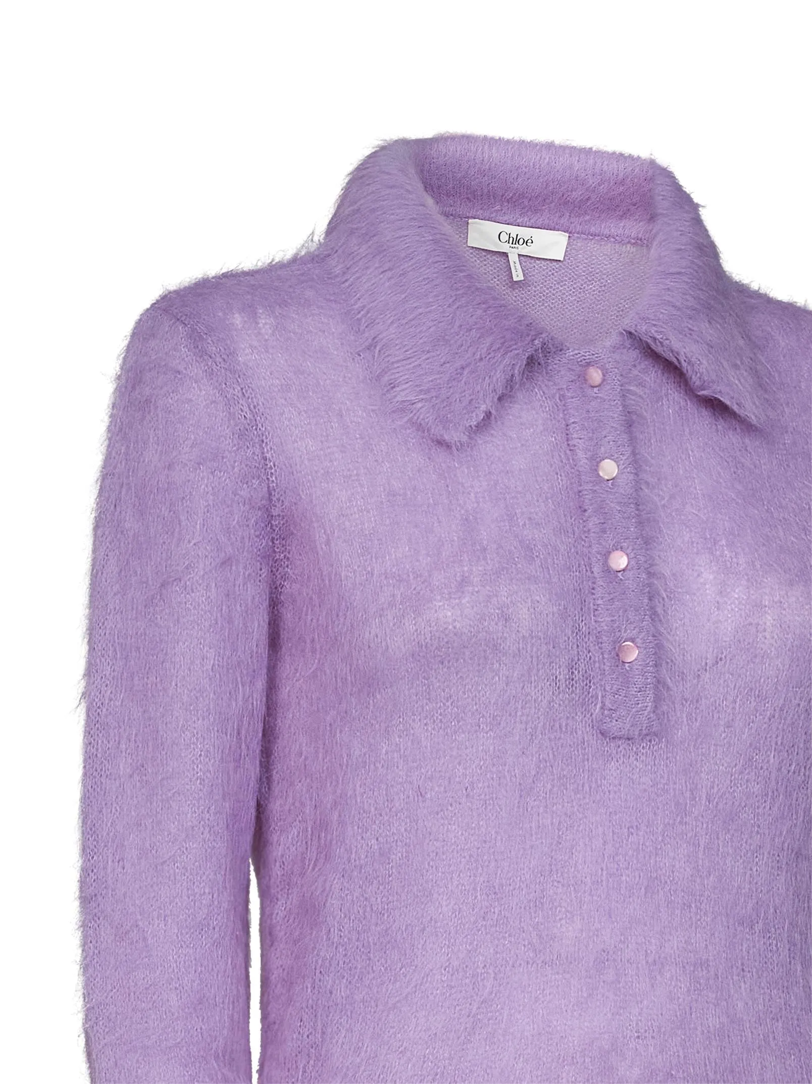 Alpaca-Blend Knit Polo Lilac sold by Lord & Taylor product image thumbnail 3