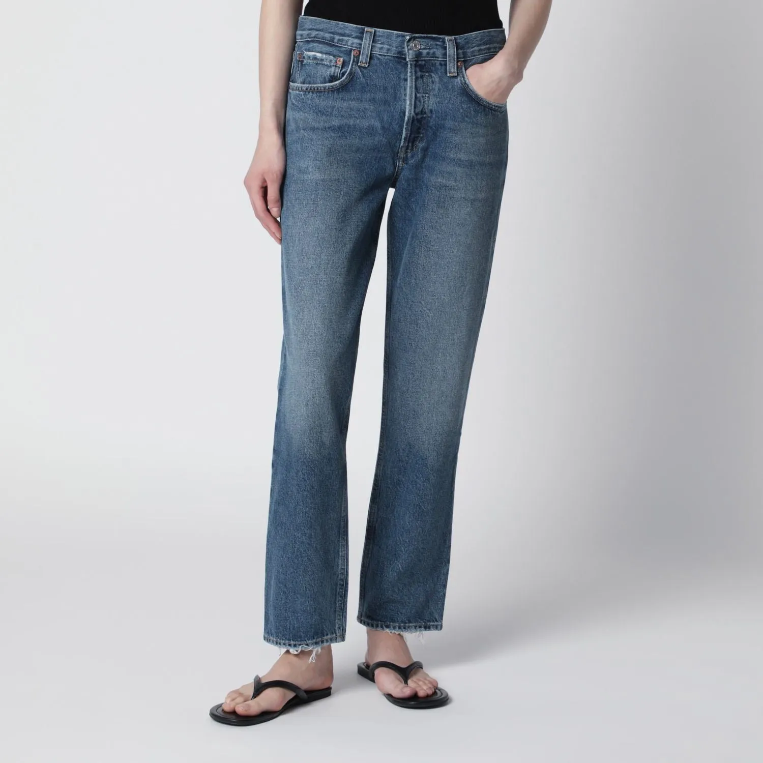 ROMNEY JEANS IN MEDIUM INDIGO DENIM sold by Lord & Taylor