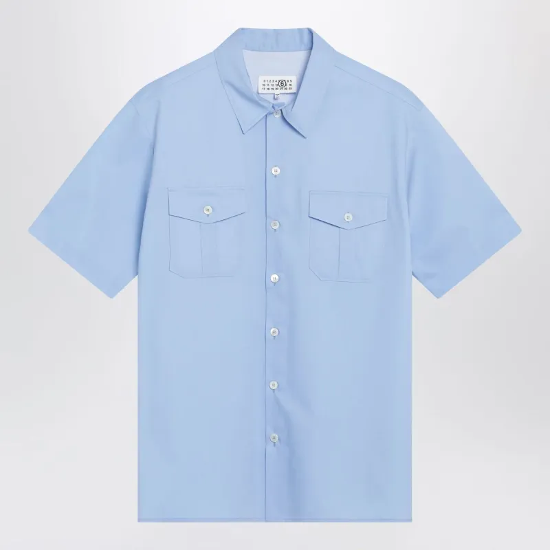 SHORTSLEEVE POPLIN SHIRT WITH REINFORCEMENTS, LIGHT BLUE made by Maison Margiela