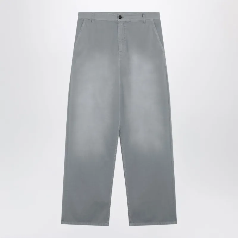 GARMENTDYED COTTON TWILL TROUSERS IN STEEL made by Miu Miu