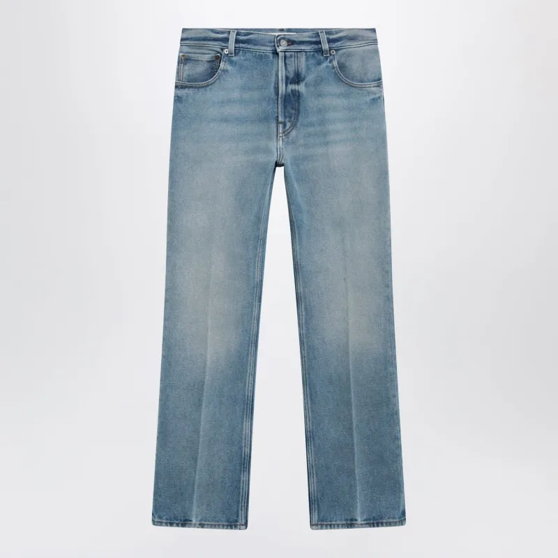 LIGHT BLUE WASHED DENIM TROUSERS made by Miu Miu