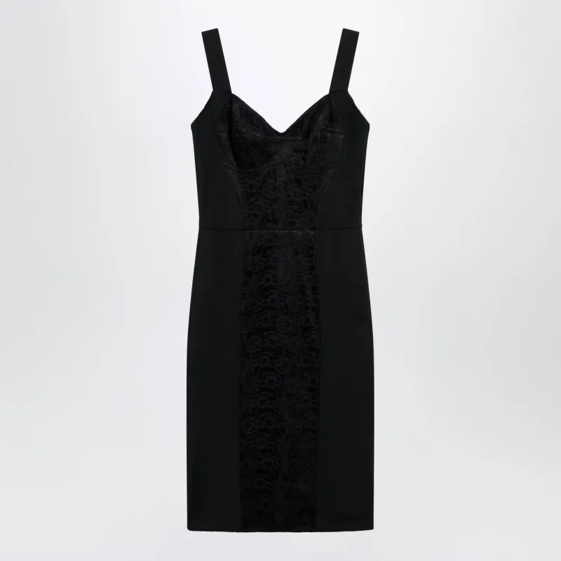 BLACK SHEATH DRESS WITH LACE DETAILS made by Dolce & Gabanna