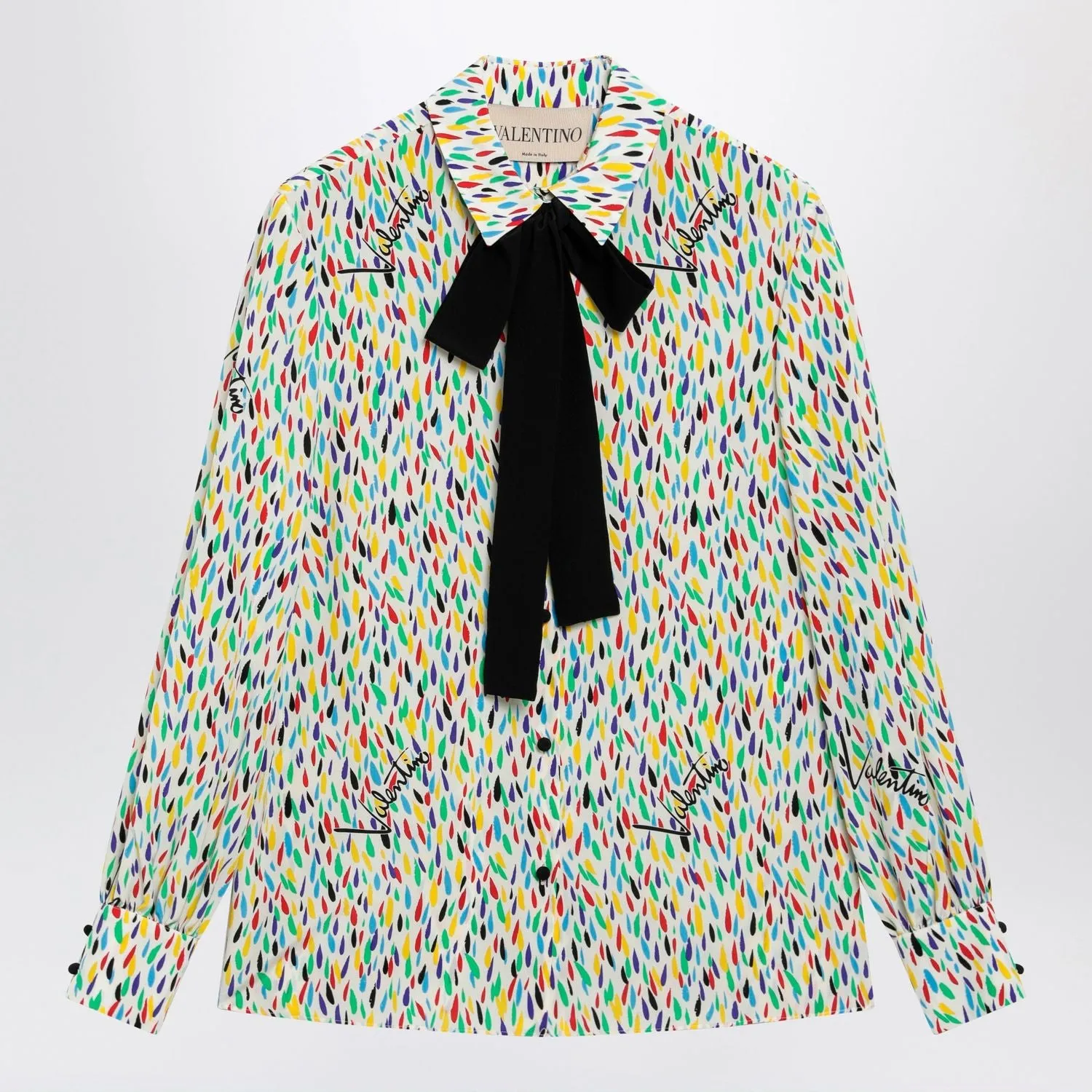 MULTICOLORED SILK BLOUSE WITH LAVALLIèRE sold by Lord & Taylor