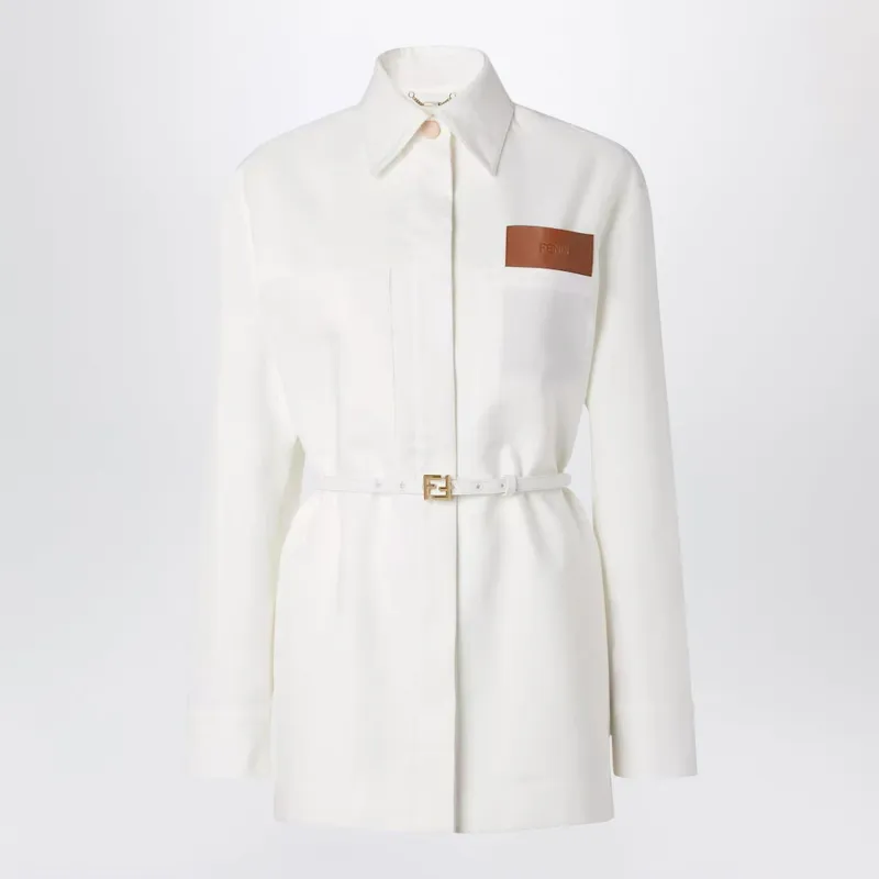 GOTO JACKET IN WHITE LINEN AND COTTON made by Fendi