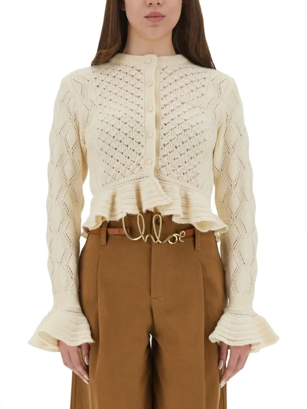 Cardigan Crochet Knit Ivory made by Chloe