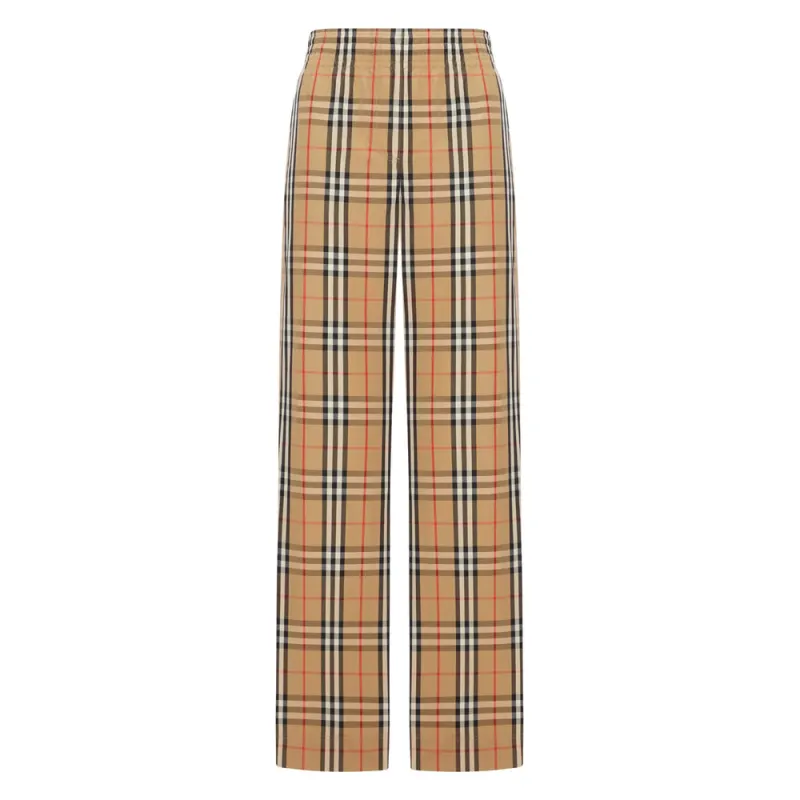 Beige Check Pattern Trousers made by Burberry