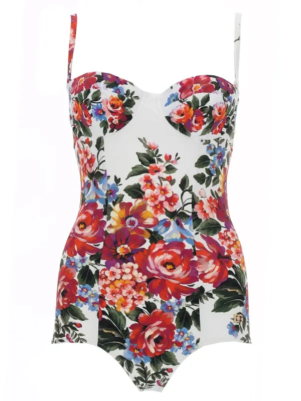 Floral Print One Piece Swimsuit made by Dolce & Gabanna