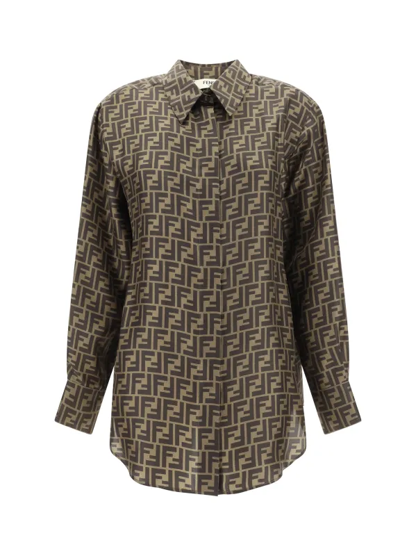 Silk Twill Shirt Tobacco made by Fendi