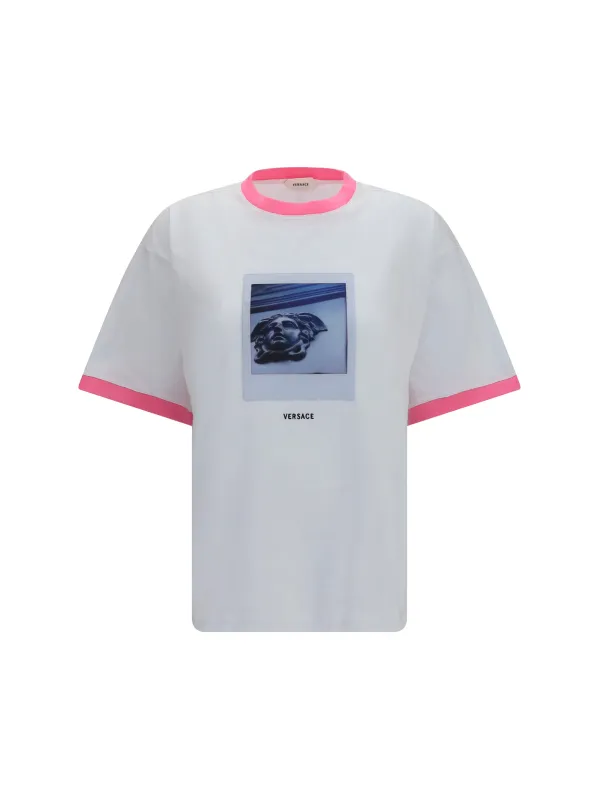 T-shirt Cotton Jersey White/Guava made by Versace
