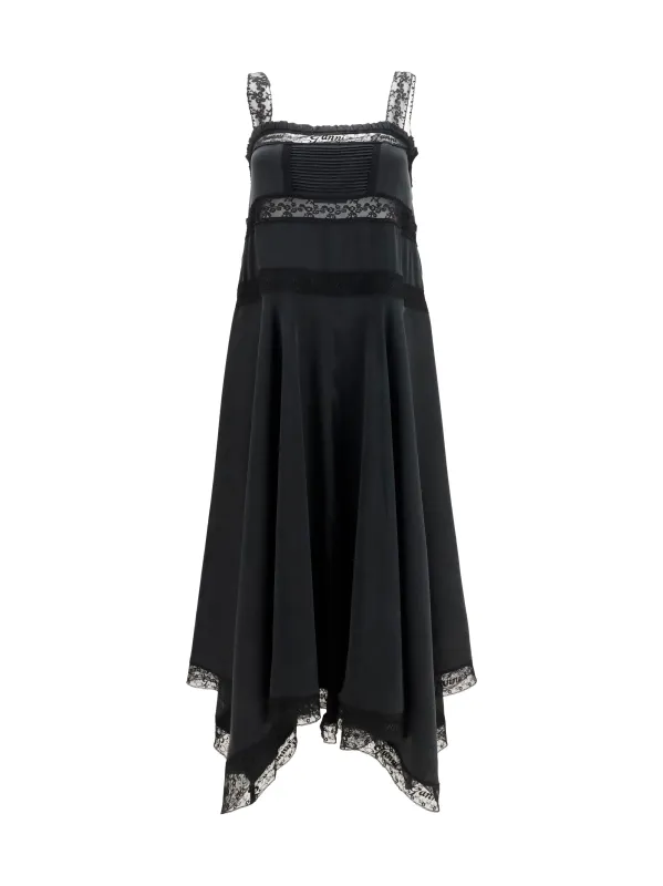 Silk Maxi Dress With Lace — Black made by Ganni