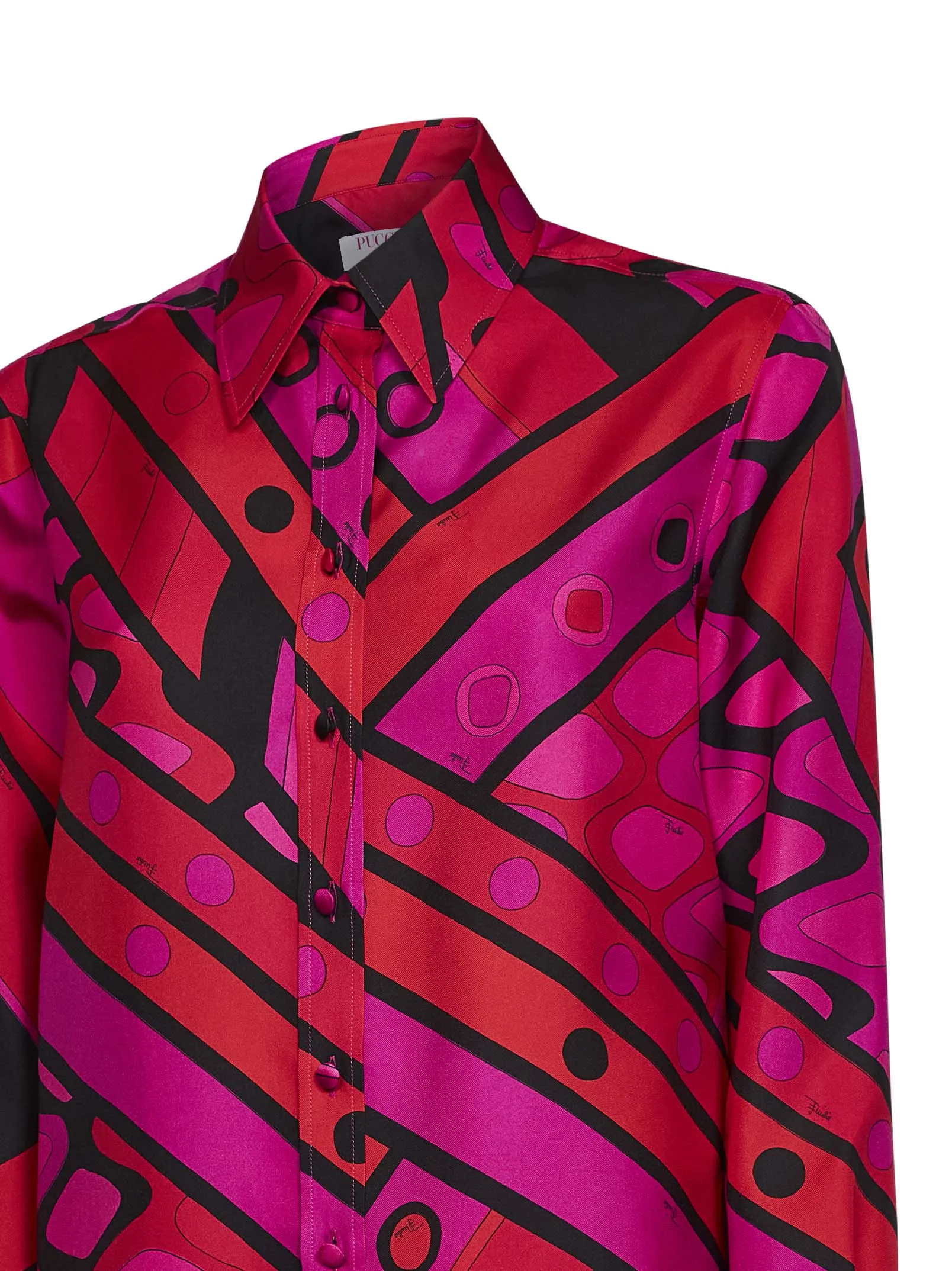 Silk Twill Vivara-Print Shirt Fuchsia/Black sold by Lord & Taylor product image thumbnail 3