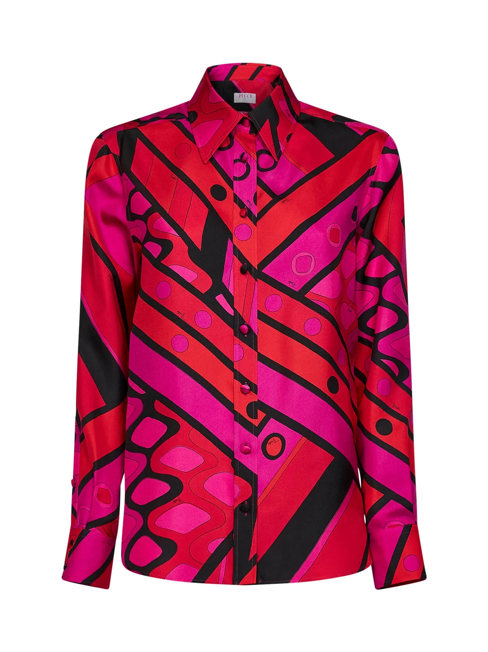 Silk Twill Vivara-Print Shirt Fuchsia/Black sold by Lord & Taylor