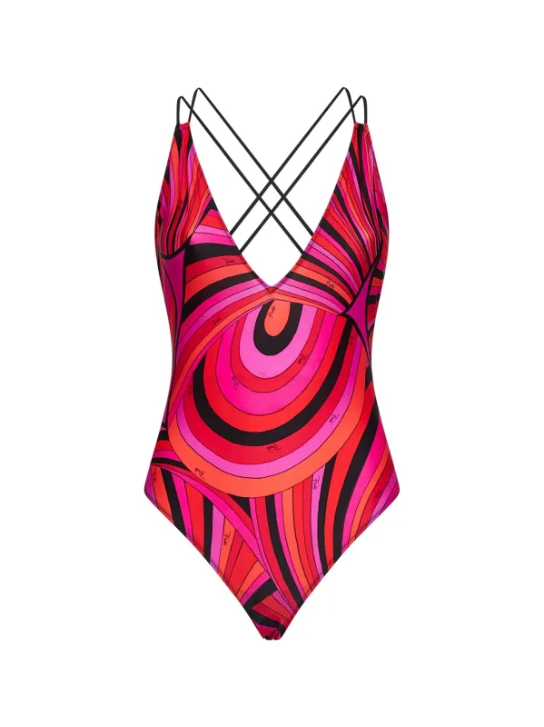 One-piece Swimsuit Iride Print Fuchsia/Black made by Emilio Pucci