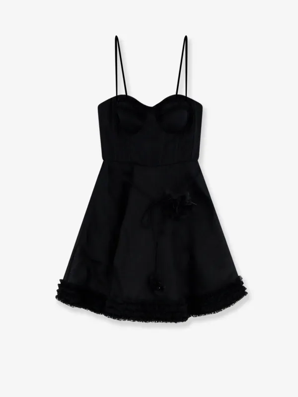 Mini Dress Luna Linen-Silk Black made by Zimmermann