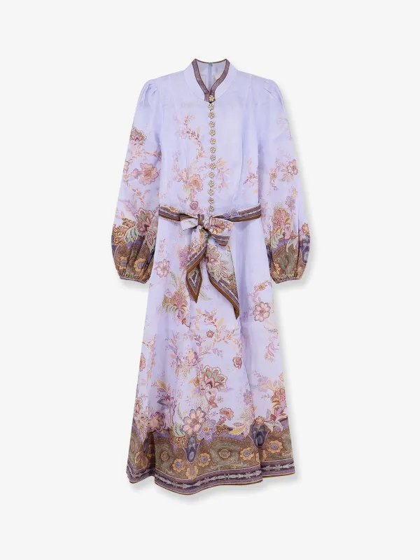 Dress Luna Button Purple Linen made by Zimmermann