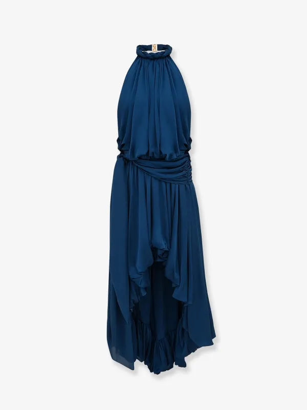 Dress Alchemy Halter Silk Blue made by Zimmermann