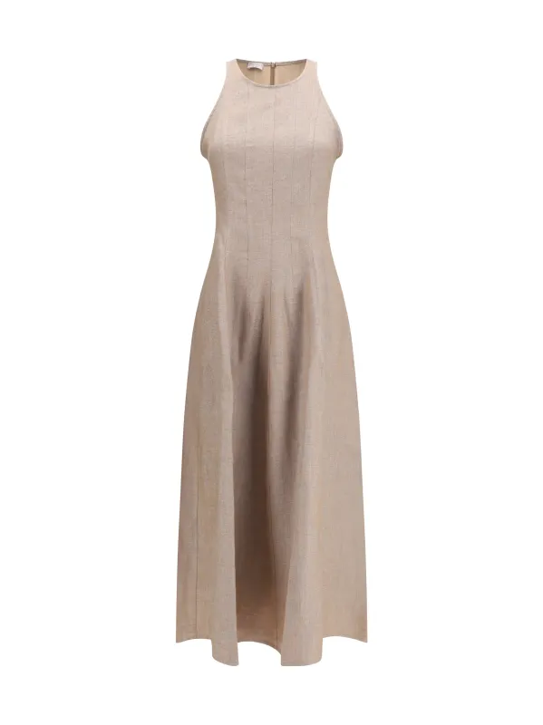 Dress Sparkling Linen Twill Pink made by Brunello Cucinelli