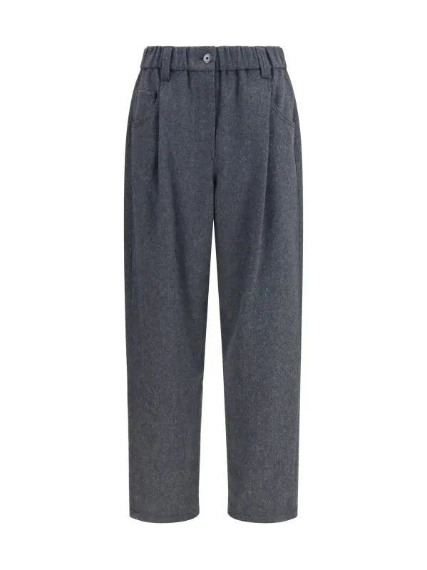 Pants Stretch Wool Anthracite made by Brunello Cucinelli