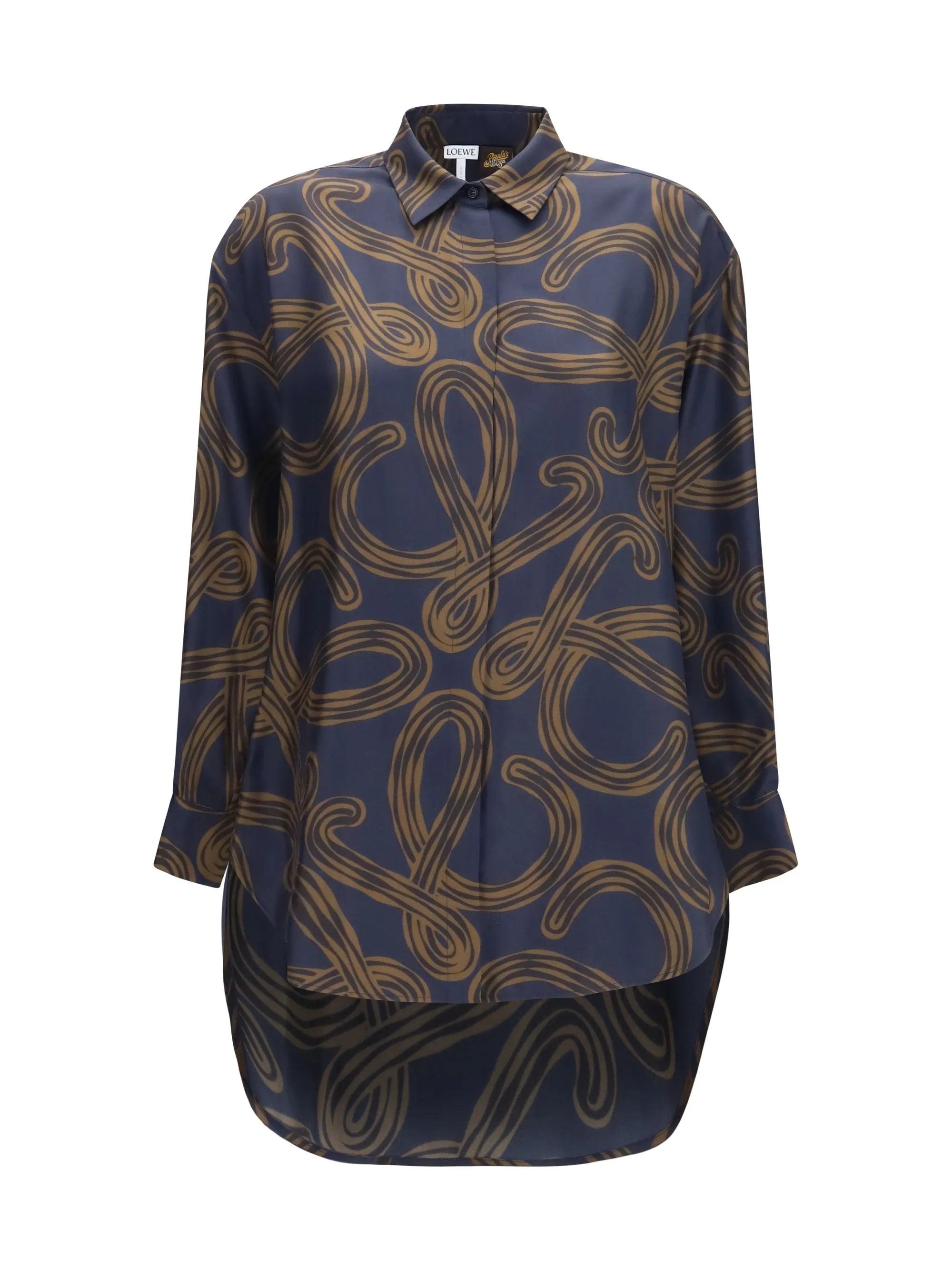 Shirt Silk Twill Navy/Brown sold by Lord & Taylor