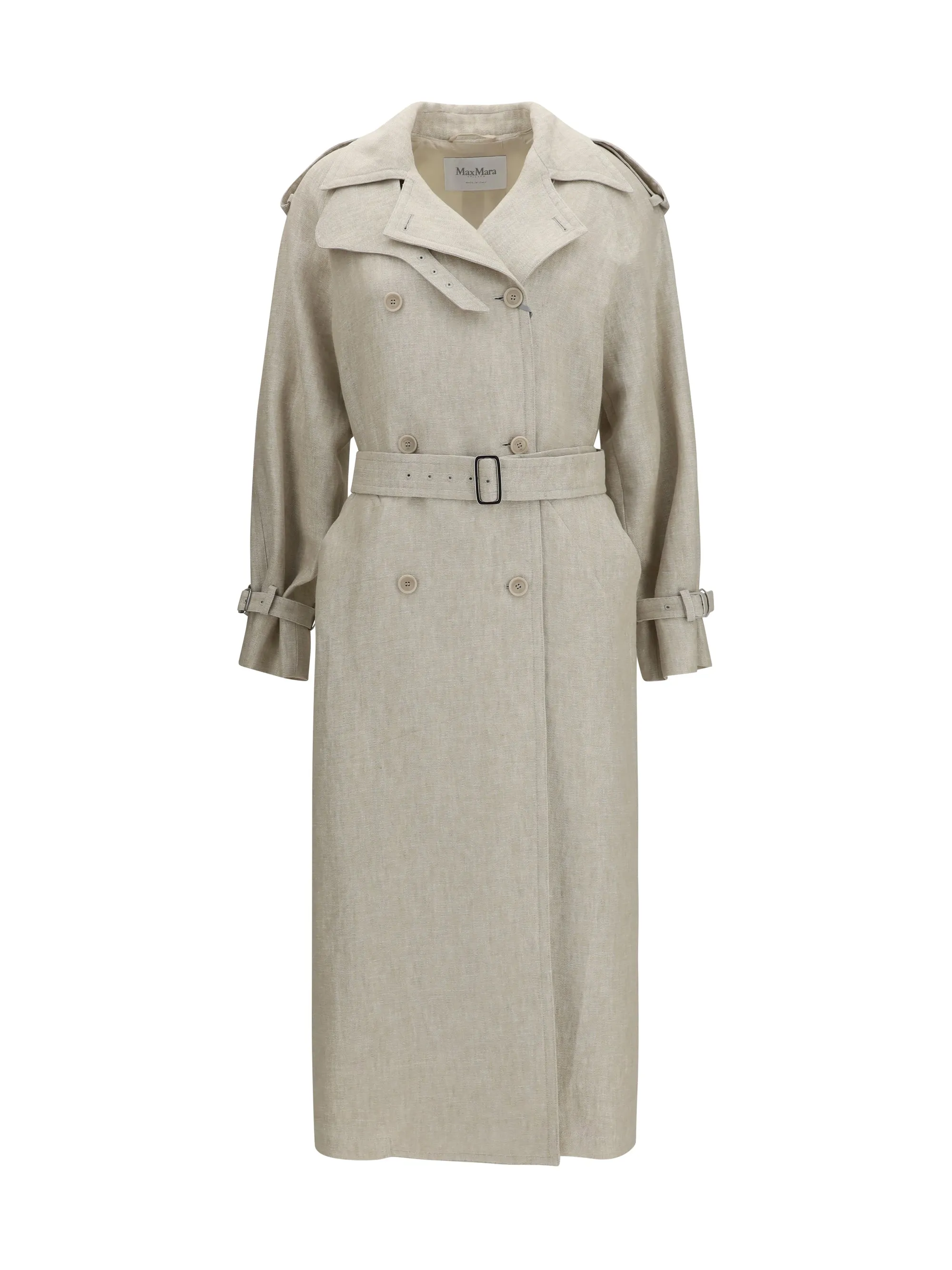 Trench Coat Double-Breasted Linen Brown Grey sold by Lord & Taylor