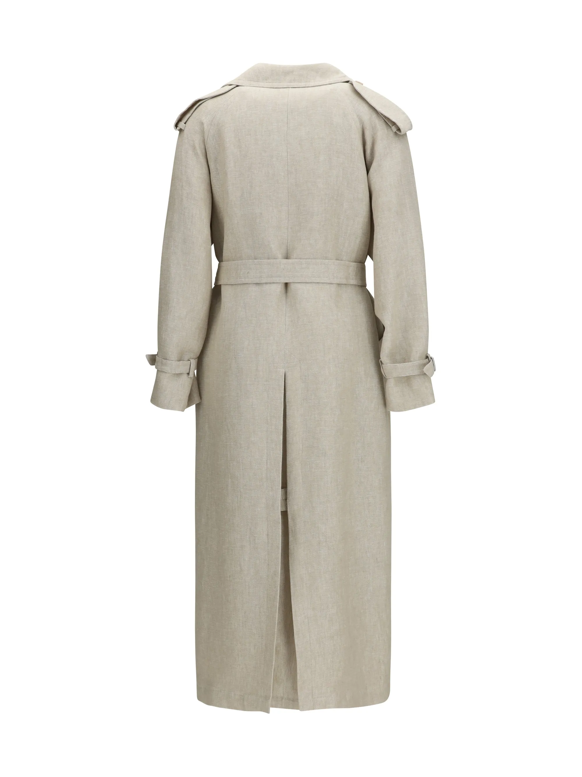 Trench Coat Double-Breasted Linen Brown Grey sold by Lord & Taylor product image thumbnail 3