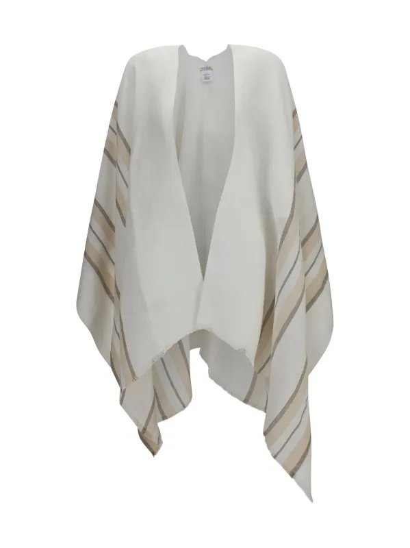 Open Poncho in Linen, Cashmere and Silk Blend made by Brunello Cucinelli