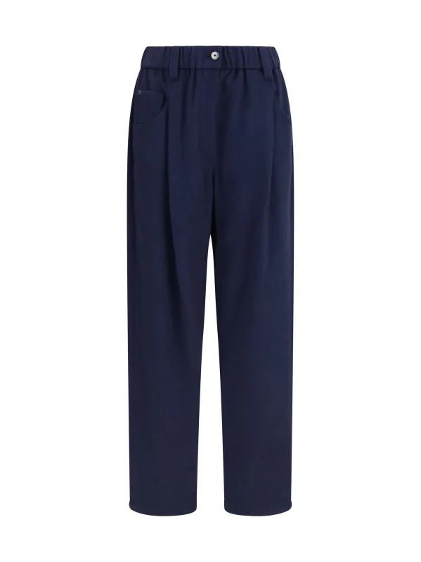 Stretch Wool Pants Blue made by Brunello Cucinelli