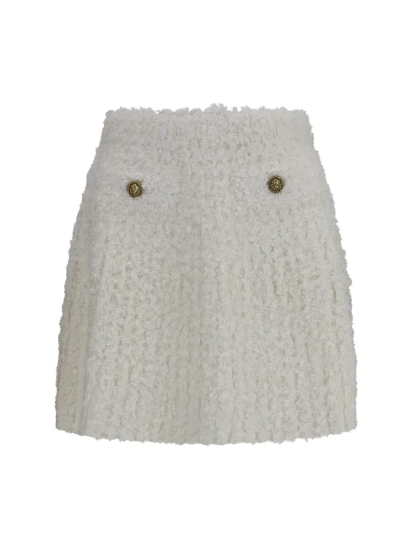 Mini Skirt With Decorative Buttons White made by Balmain