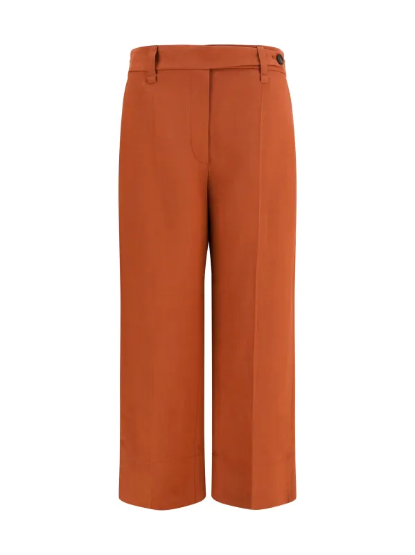 Cigarette Pants Firebrick Viscose-Linen made by Brunello Cucinelli
